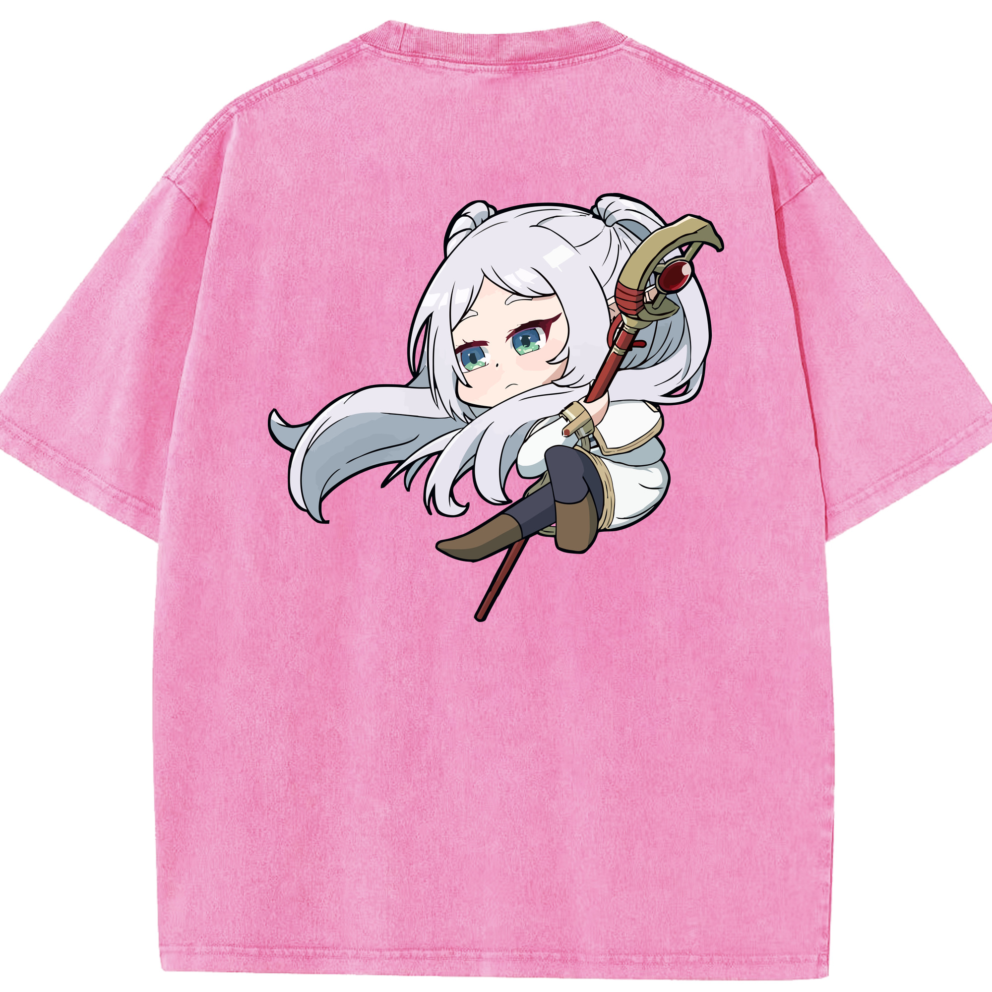 （画像用） 葬送のフリーレン Frieren 綿100% ヴィンテージ風 半袖Tシャツ（背面プリント）